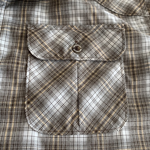 Wrangler Outdoor Series Grey Checkered Long Sleeve Button Down Size XL - Picture 5 of 14